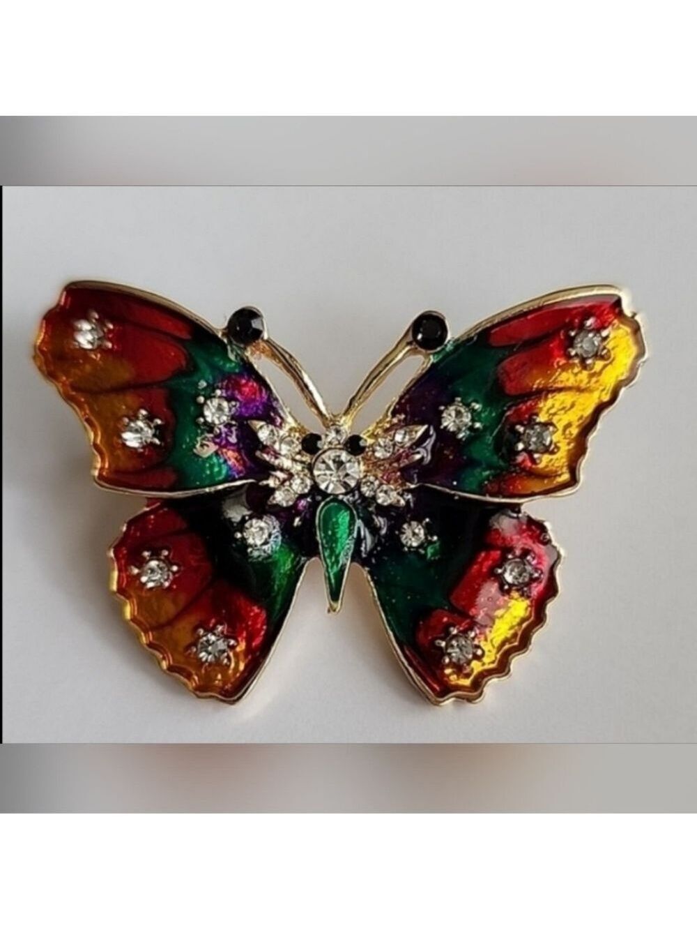 Butterfly Brooch Simulated Diamonds Beautiful Fade Colors